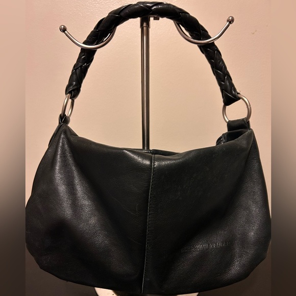 Derek Alexander Handbags - Derek Alexander Black Leather Designer Shoulder Bag Braided Strap